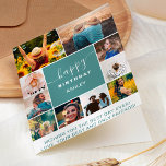 Carte Moderne simple anniversaire turquoise 10 photo col<br><div class="desc">Moderne simple anniversaire turquoise vert 10 photo collage grille avec des couleurs modifiables et la typographie moderne.</div>