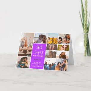 Carte Moderne simple anniversaire violet 12 photo collag