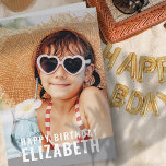 Carte Moderne Simple Chic Photo personnalisée Accueil An<br><div class="desc">Le design est moderne et simple. Ajoutez une photo personnalisée du célébrant d'anniversaire et ajoutez son nom,  ajoutez un message personnalisé</div>