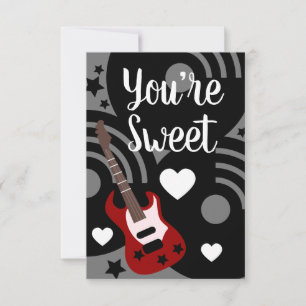 Carte Moderne Valentines Rock Guitare Coeurs de musique