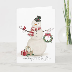 Carte Moderne vintage Holiday snowman
