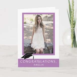 Carte Moderne violet Félicitations Graduation Photo