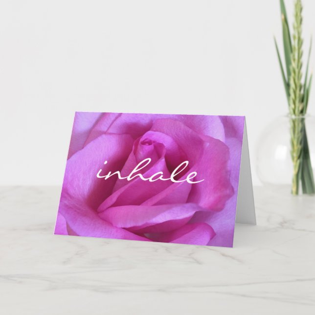 Carte Moderne violet rose Fleur Inhale Calligraphie (Devant)