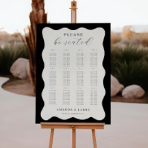Carte moderne Wavy Black and Cream Seating Chart