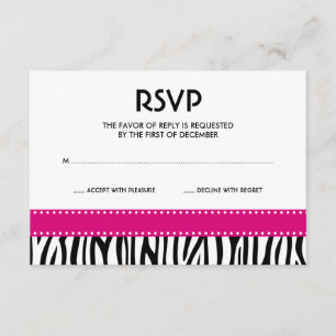 Carte moderne Zebra Dots rose Black Response Card