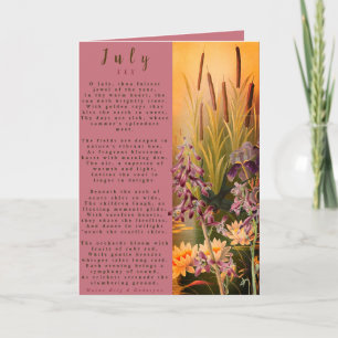 Carte Mois de juillet Né dans la fleur de prose