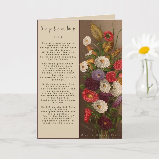 Carte Mois de septembre Né en Prose Flower Card (Petite plante)