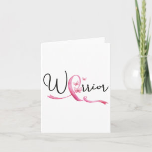 Carte Mois du cancer du sein guerrier Papillons rose Rib