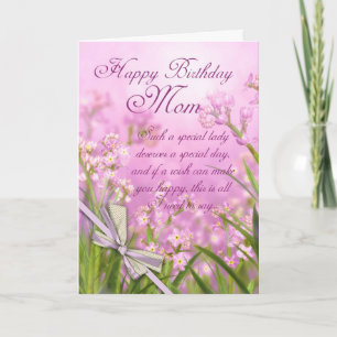Carte Mom Birthday Card - Pink Feminine Floral With Frai