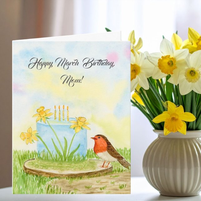 Carte Mom Happy March Birthday Daffodils (Créateur téléchargé)