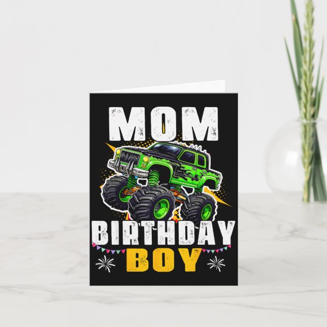 Carte Mom Of The Birthday Boy Monster Truck Family Match (Devant)