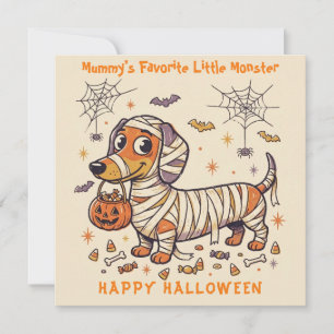 Carte Momie de dachshund mignonne Halloween