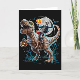 Carte Momie de squelette à cheval sur citrouille T Rex d