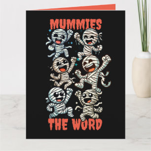 Carte Momie drôle qui danse le mot