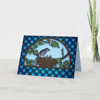 Carte Momma Bird Nourrir des bébés dans le nid