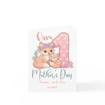 Mommy and Baby Fox Pink 1st Mothers Day