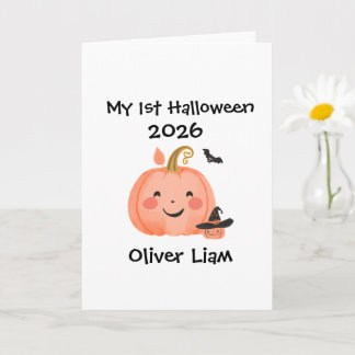 Carte Mon 1er Halloween 2026 Citrouille Souriante Sorciè