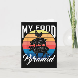Carte Mon alimentation Pyramide Vache porc poulet Funny 