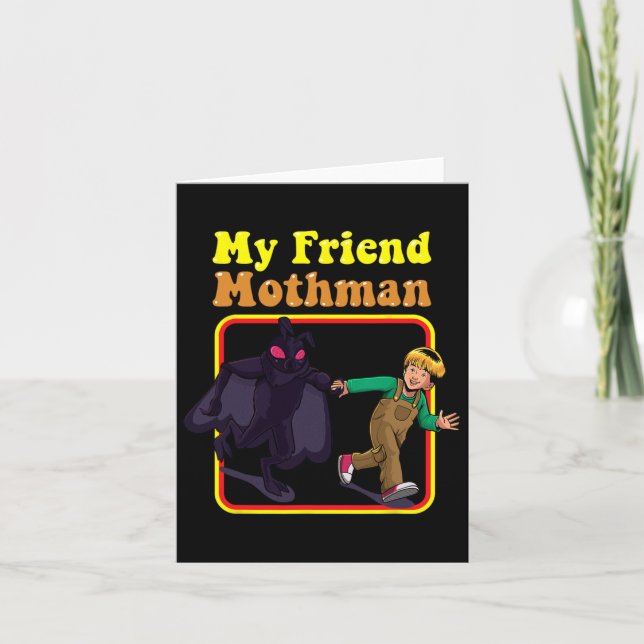 Carte Mon ami Mothman Drôle Rétro Cryptide Créatures Mon (Devant)