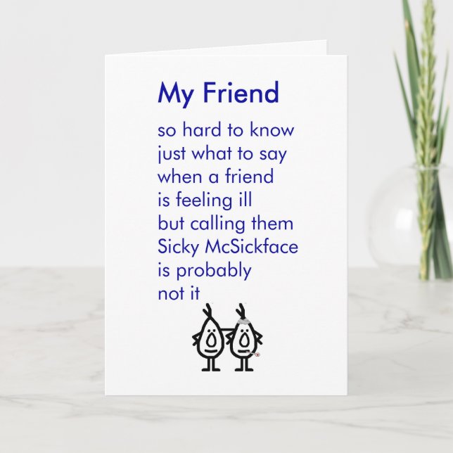 Carte Mon ami - un drôle obtient le poème bon (Devant)