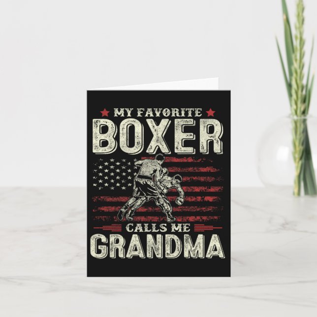 Carte Mon boxeur préféré m'appelle grand-mère Drapeau am (Devant)