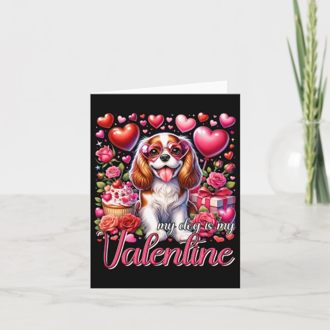 Carte Mon Cavalier King Charles Spaniel est mon Valentin (Devant)