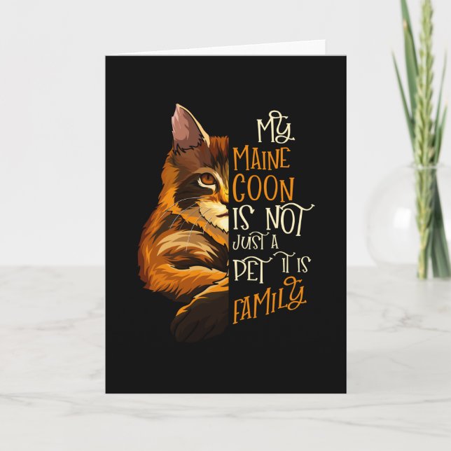 Carte Mon chat en coton Maine est une famille (Devant)