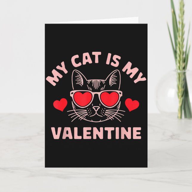 Carte Mon chat est mon Valentin Mignon Amoureux de chat  (Devant)