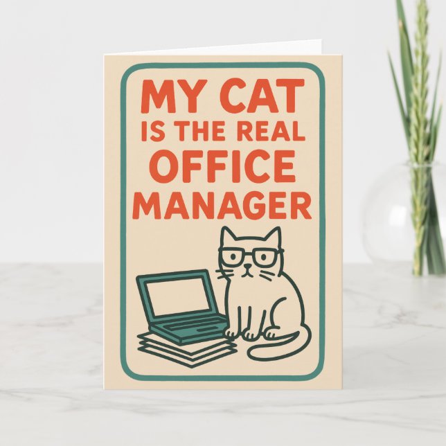 Carte Mon chat, véritable directeur de bureau – Drôle de (Devant)