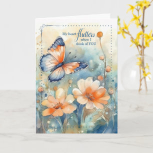 Carte Mon cœur bat quand je pense à toi Papillon