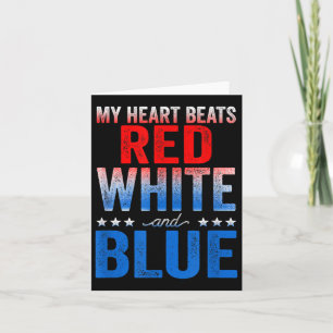 Carte Mon cœur bat rouge blanc et bleu Drapeau américain