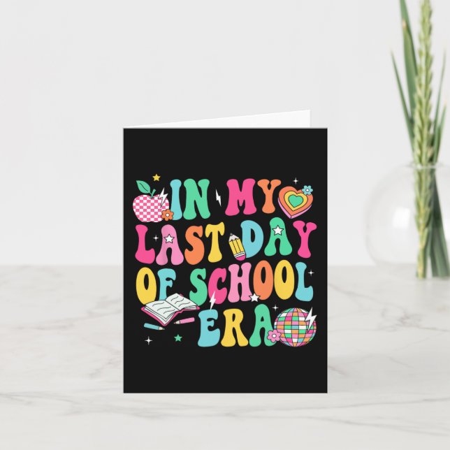 Carte Mon dernier jour d'école Ère Prof Boys Filles Dipl (Devant)