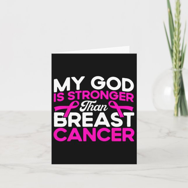 Carte Mon Dieu est plus fort Conscience du cancer du sei (Devant)