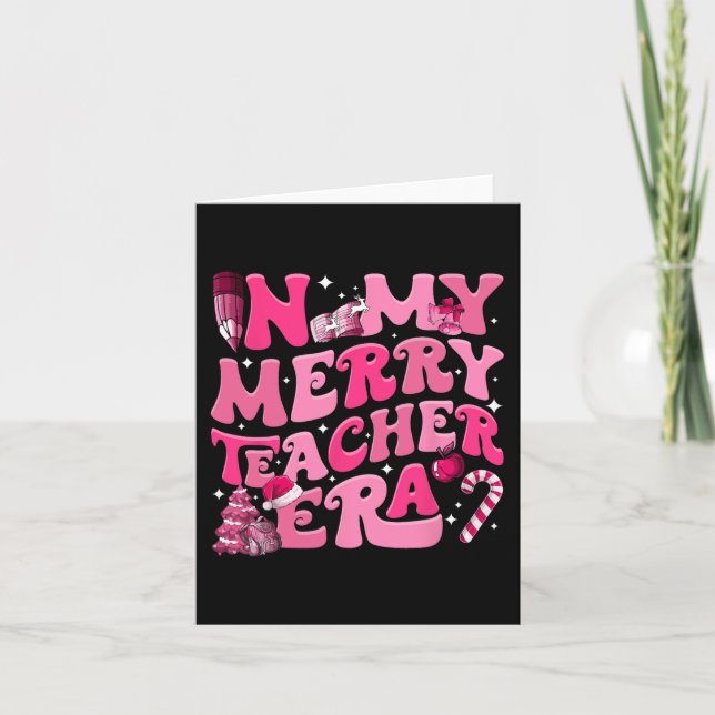 Carte Mon époque joyeuse d'enseignant Rétro Groovy Noël  (Devant)