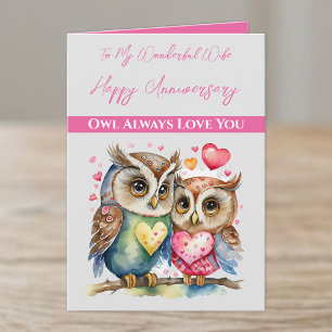 Carte Mon épouse merveilleuse chouettes mignonnes Annive