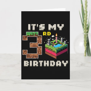 Carte Mon jeu pixel de 3ème anniversaire 3 Gâteau Vidéo 