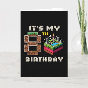 Carte Mon jeu pixel de 8 ans d'anniversaire 8 gâteau vid