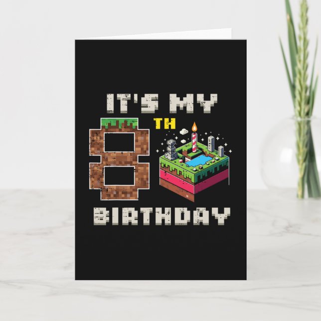 Carte Mon jeu pixel de 8 ans d'anniversaire 8 gâteau vid (Devant)