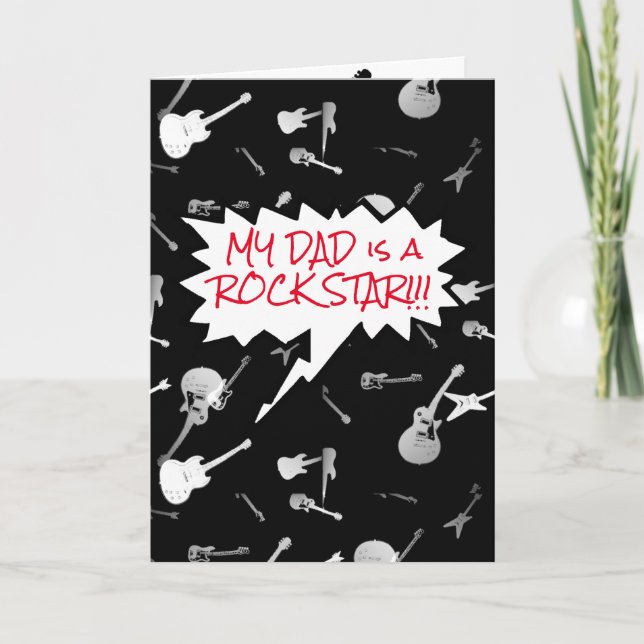 Carte Mon père est un rock Star Guitares à l'intérieur t (Devant)