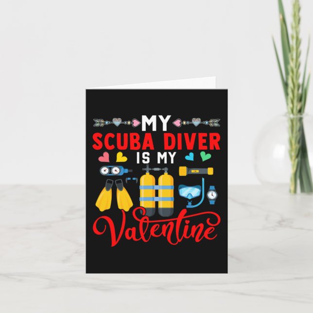 Carte Mon plongeur est mon valentin Jolis cœurs assortis (Devant)