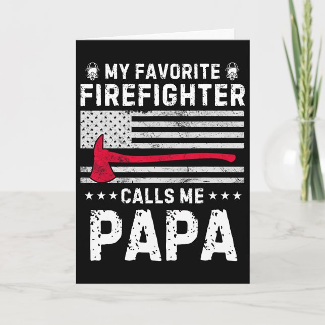 Carte Mon pompier préféré m'appelle Papa pompier père (Devant)