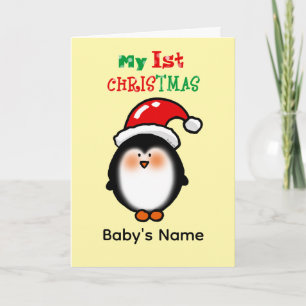 Carte Mon Premier Noël Mignon Manchot