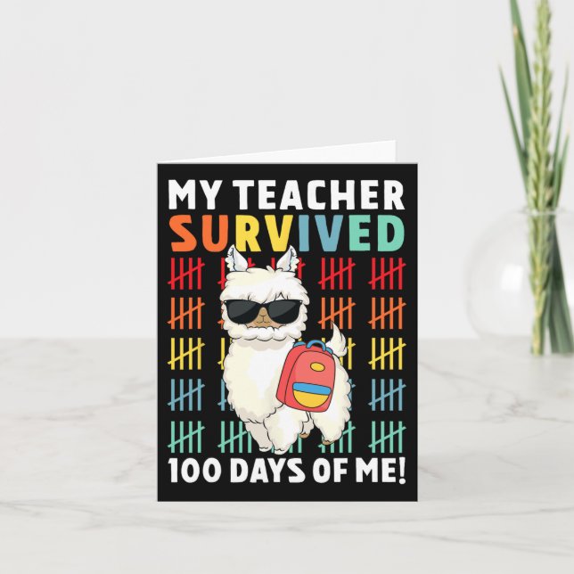 Carte Mon Professeur A Survécu 100 Jours De Moi 100E Jou (Devant)