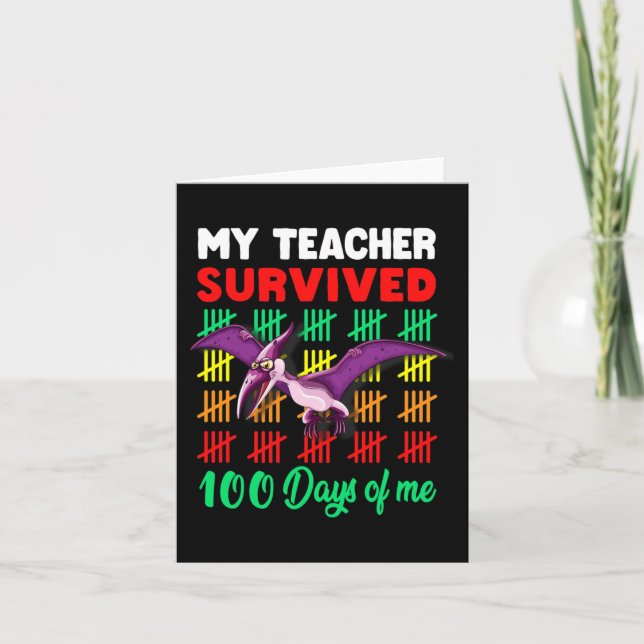 Carte Mon Professeur A Survécu 100 Jours De Moi Dinosaur (Devant)