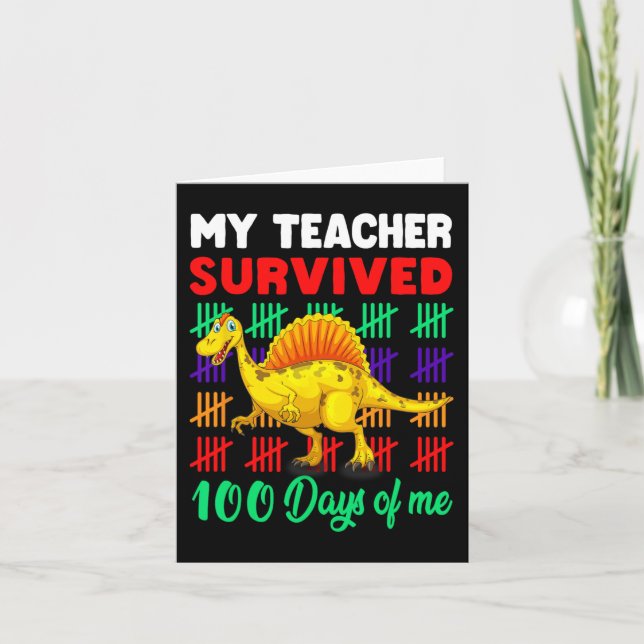 Carte Mon professeur a survécu 100 jours de moi Dinosaur (Devant)