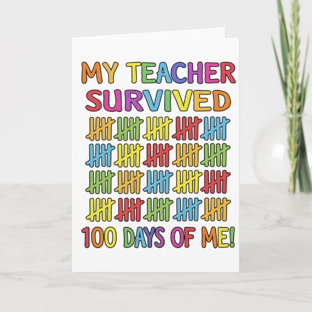 Carte Mon professeur a survécu 100 jours de moi drôle éc (Devant)
