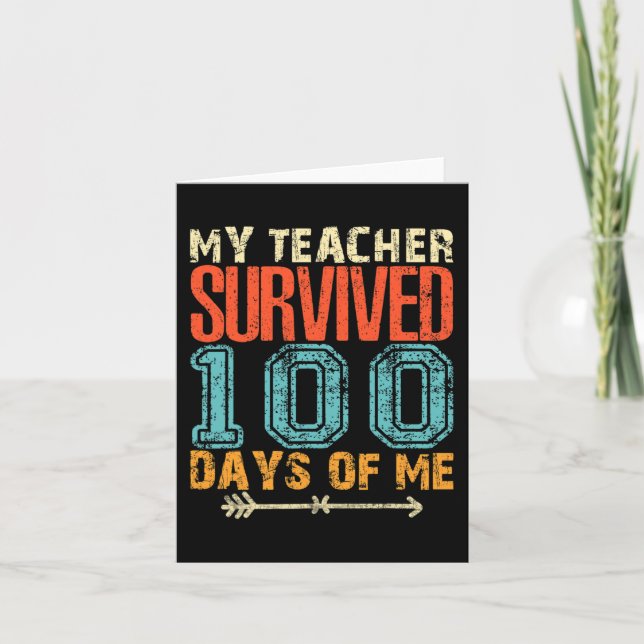 Carte Mon Professeur A Survécu 100 Jours De Moi Fun 100  (Devant)