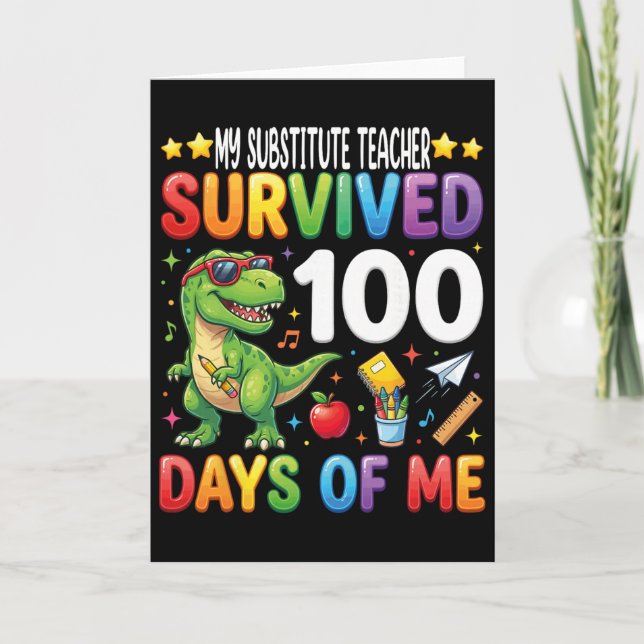 Carte Mon professeur remplaçant a survécu 100 jours de m (Devant)