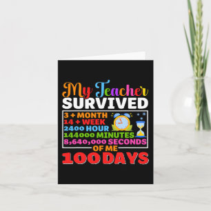 Carte Mon professeur survit 100 Jours de moi Amusant 100
