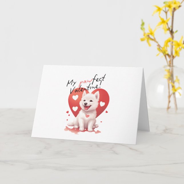Carte Mon Saint-Valentin Parfait - Adorable chiot Jindo  (Fleur jaune)